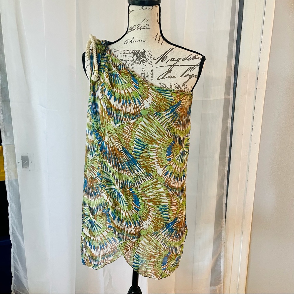 Tibi Silk Off The Shoulder Wrap Style Printed Blouse Size S